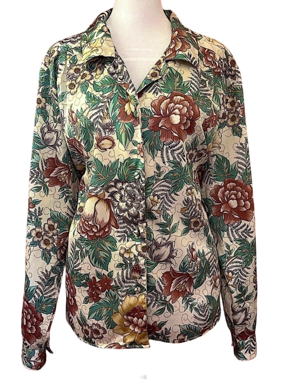 VTG 80s Diane Von Furstenberg bold maximalist botanical floral romantic top 10